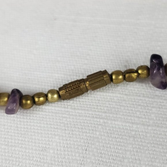 Purple Amethyst Larger Stones With Gold Tone Beading - Picture 4 of 6